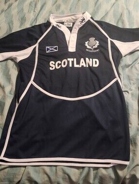 Scotland Rugby Nations Team Jersey Navy Blue/White Flag Men's Size Small